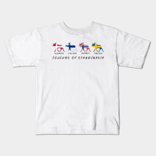 Colours of Scandinavia national flags elk silhouette Kids T-Shirt